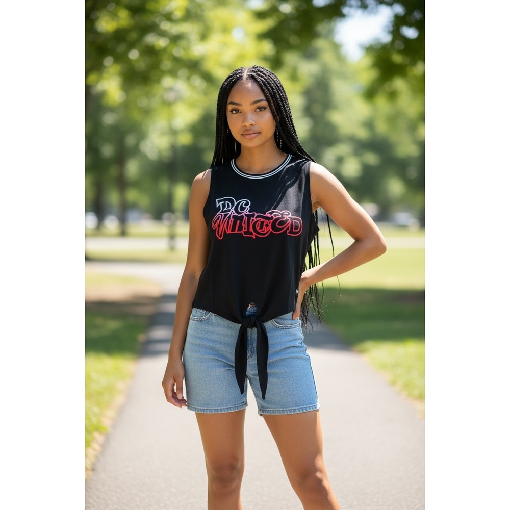 440 The Wild Collective DC United MLS Twist Front Tank Top Black Red Medium NWT